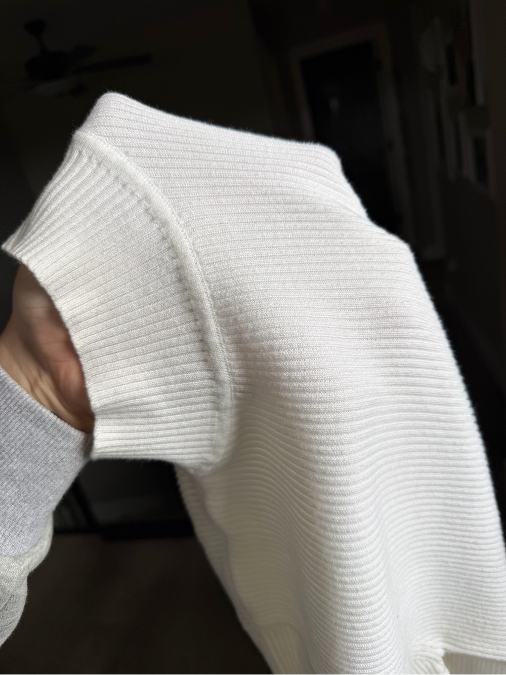 Ribbed Short-Sleeve Mock Neck Top in Cream - Picture 4 of 6